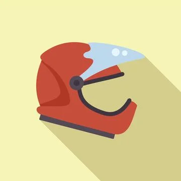 Flat design vector illustration of a red motorcycle helmet with visor on a beige Stock Illustration