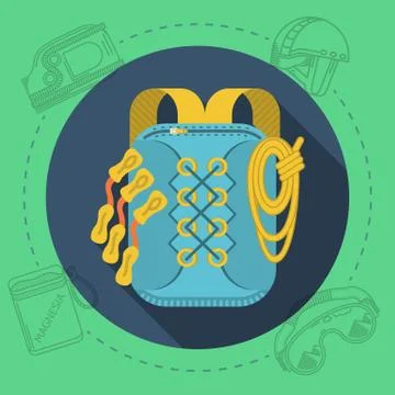 Flat design vector illustration for rock climbing. Rucksack イラスト素材