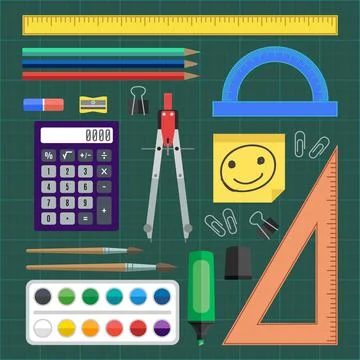 Flat design vector illustration school tools. Stock Illustration