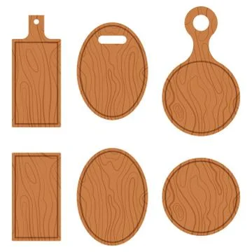 Flat design vector illustration set of empty wooden texture cutting and servi Ilustración de archivo