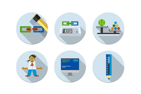 Flat design vector illustration six icons set of SEO Illustrazione stock
