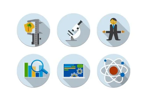 Flat design vector illustration six icons set of SEO Stock-Illustration