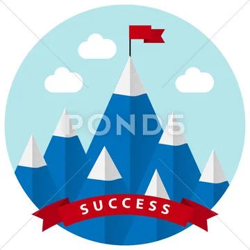 Flat design vector illustration of success and victory Stock Illustration