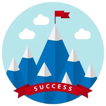 Flat design vector illustration of success and victory Stock Illustration