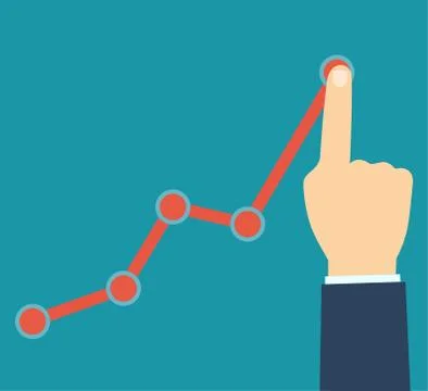 Flat design vector illustration template of finger pointing way point. Stock Illustration