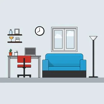 Flat design vector image of working at home 스톡 일러스트