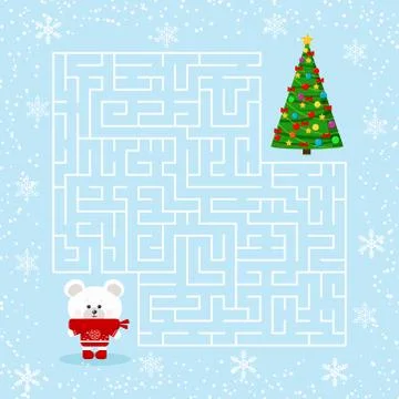 Flat design vector maze game for playing children with a labyrinth. Stock Illustration