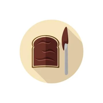 Flat design vector nutella toast with knife Stock Illustration