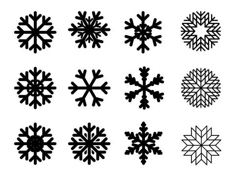 Flat design vector  snowflakes Christmas and new year decoration element set. イラスト素材