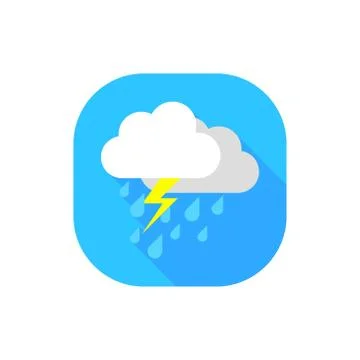 Flat design vector storm lightning rain Stock Illustration