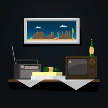 Flat design of vintage table set Stock Illustration