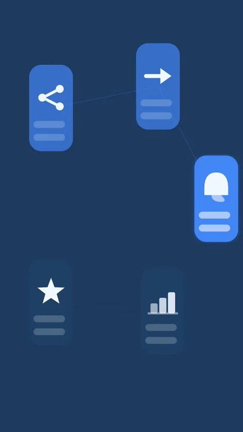 Flat design Viral content detection animation - royal blue marketing motion Stock Footage 342626272