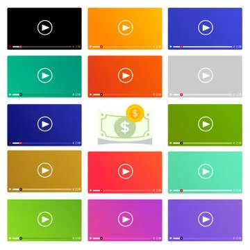 Flat design vlog concept. Create video content and make money. Vector illustr Stock Illustration
