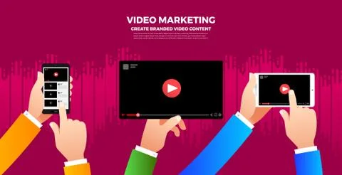 Flat design vlog concept. Create video content and make money. Vector illustr イラスト素材