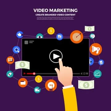 Flat design vlog concept. Create video content and make money. Vector illustr イラスト素材