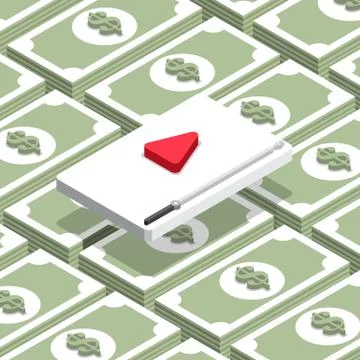 Flat design vlog concept. Create video content and make money. Vector illustr Stock Illustration