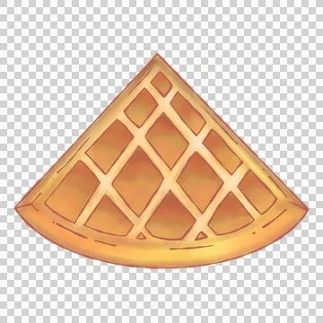 Flat-design waffle slice is floating on transparent background showing diamond Illustrazione stock