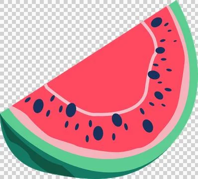 Flat design watermelon slice is floating over transparent background, showing Ilustração Stock