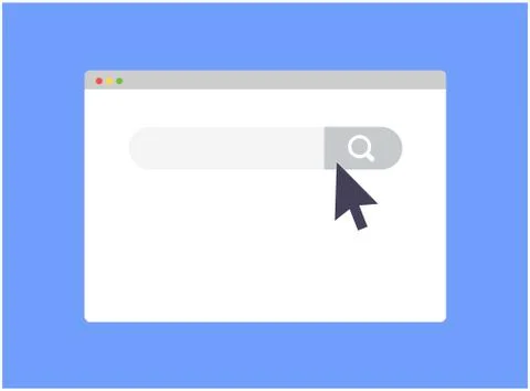 Flat design web browser search template with mouse. Stock Illustration
