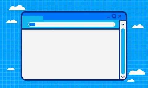 Flat Design Web Browser Window Mockup Template on a Blue Cloudy Background Stock Illustration