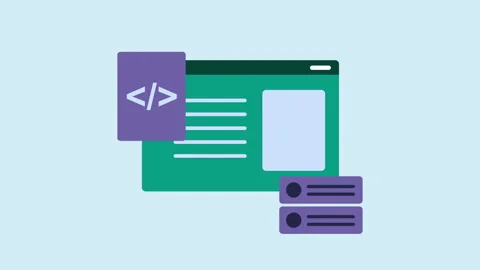 Flat Design Website Development and Coding 2d Animation with Alpha Matte Stock Footage 340536073