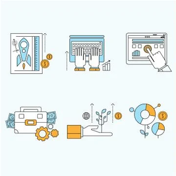 Flat design  website development, graphic design, branding, seo Stock Illustration