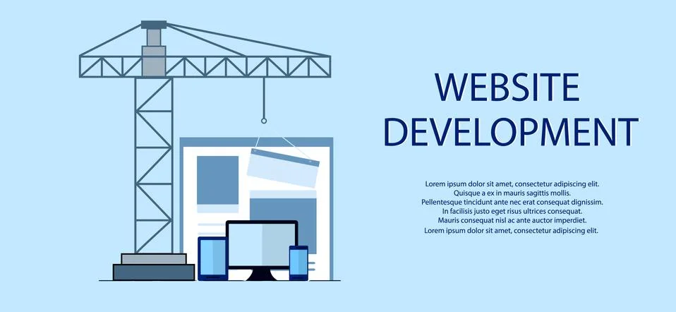 Flat design of website under construction, web page building process, site fo Ilustración de archivo