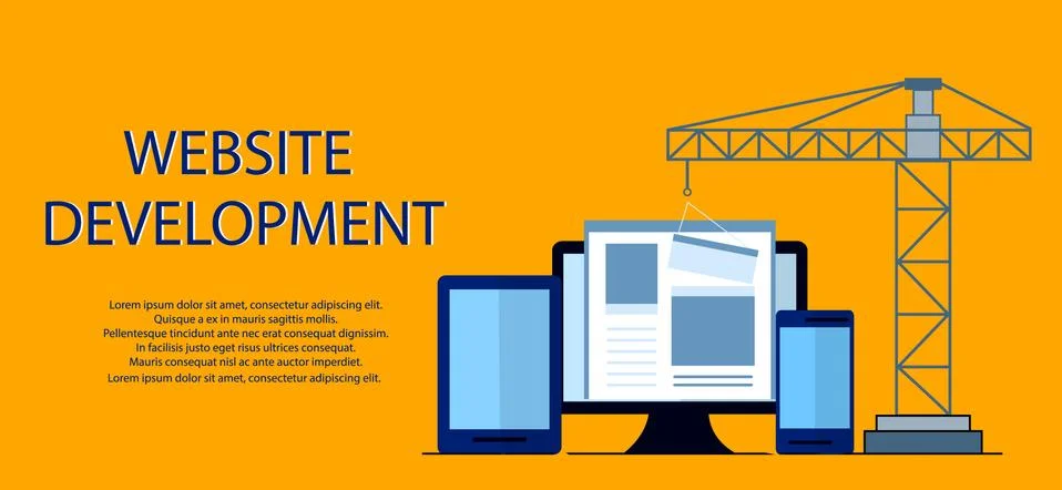 Flat design of website under construction, web page building process, site fo Stock Illustration