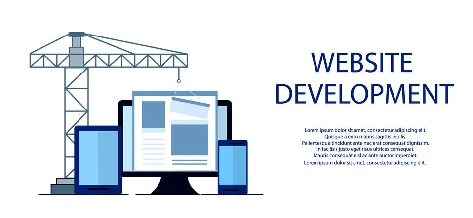 Flat design of website under construction, web page building process, site fo Stock Illustration