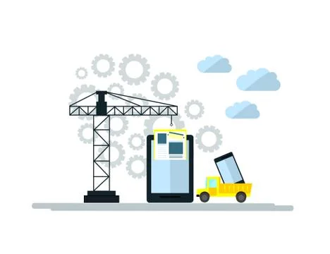 Flat design of website under construction, web page building process, site fo Stock Illustration