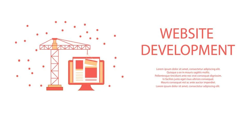 Flat design of website under construction, web page building pro Stock Illustration