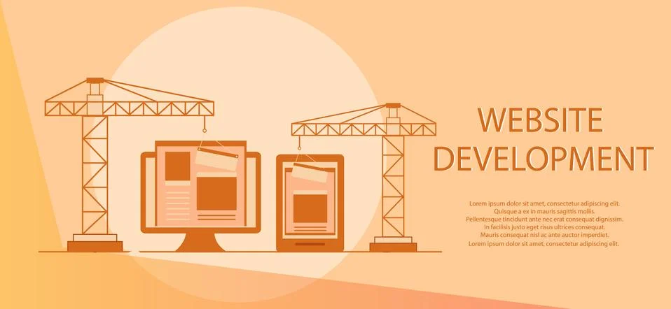 Flat design of website under construction, web page building pro Stock Illustration