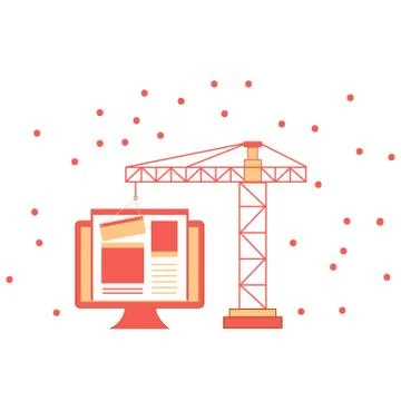Flat design of website under construction, web page building pro Illustrazione stock