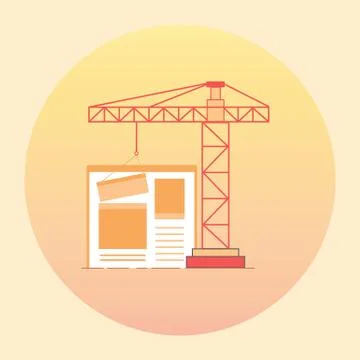 Flat design of website under construction, web page building pro Stock Illustration