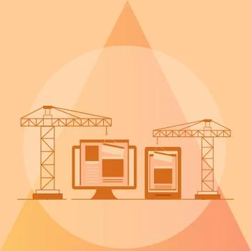 Flat design of website under construction, web page building pro Stock Illustration