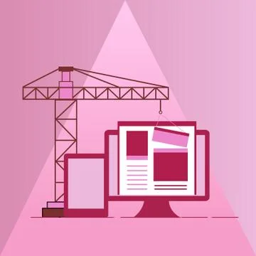 Flat design of website under construction, web page building pro Illustrazione stock