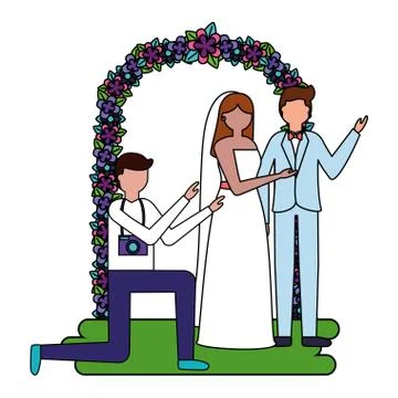 Flat design wedding people Ilustração Stock