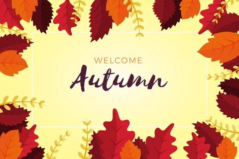 Flat design welcome autumn background Stock Illustration