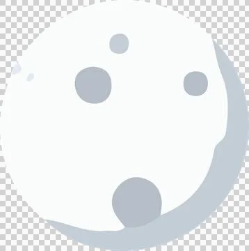 Flat design white full moon is showing circular grey craters on transparent Stock Illustration