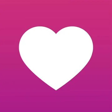 Flat design white heart icon is floating on pink-magenta gradient backdrop, Stock Illustration