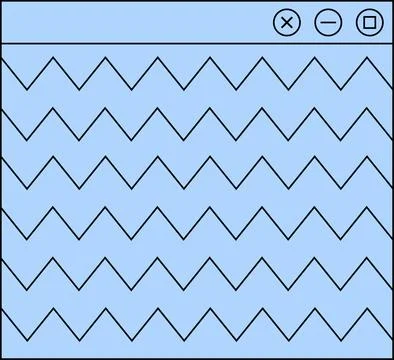 Flat design window is being shown with zigzag stripes and control icons on Illustrazione stock