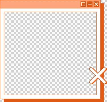 Flat design window is showing orange border, controls and big close X, Stock Illustration