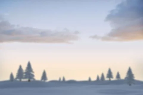 Flat design winter scene is featuring snowdrifts, rolling hills and evergreen Stock Illustration