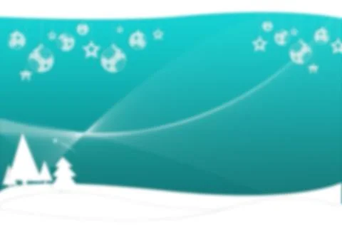 Flat design winter scene is showing teal gradient with white trees, swirling Stock Illustration