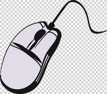 Flat design wired mouse showing top-down on transparent background featuring Stock Illustration