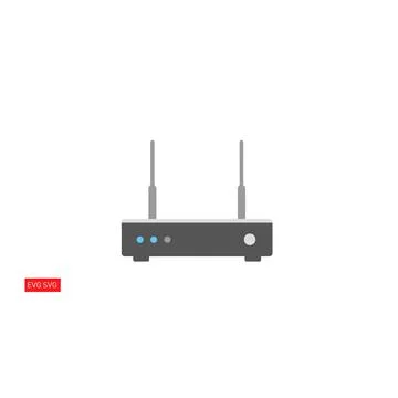 Flat design wireless router icon with antennas for network and connectivity Stock Illustration