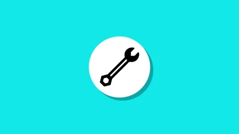 Flat design wrench icon spinning and rotating in circle motion on teal back.. Stock Footage 327762941