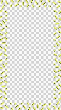 Flat design yellow dash border is forming sprinkles pattern on transparent Stock Illustration