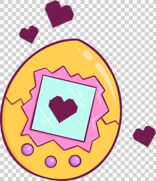 Flat design yellow egg-shaped device is floating on transparent background Stock Illustration