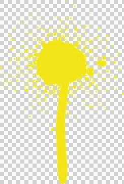 Flat design yellow paint splatter is taking lollipop shape with drip on Ilustración de archivo
